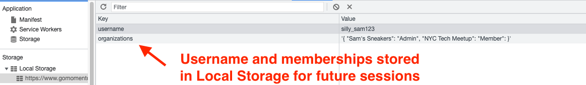 Cached data in local storage