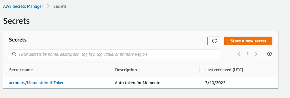 List of secrets in Secret Manager