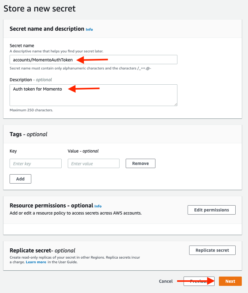 Store secret in Secrets Manager
